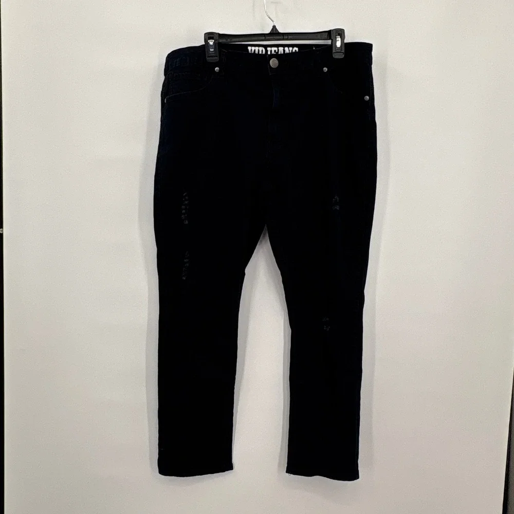 VIP‎ Jeans Womens Plus Size 22 Black Distressed Skinny Denim Pants 2-70621SBKX